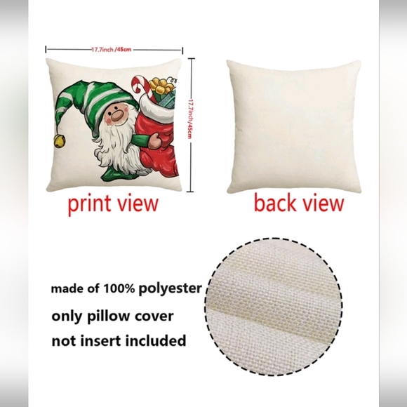 Gnome Christmas Burlap Pillow Covers - 4 (no pillow) - Picture 3 of 7